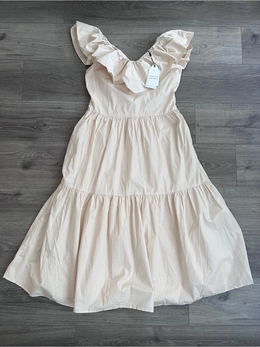 cream tiered midi dress ASOS Design - Lace Trim Tiered Crinkle Cami Midi Dress - Women - Cotton/Polyester/Spandex - 14 US